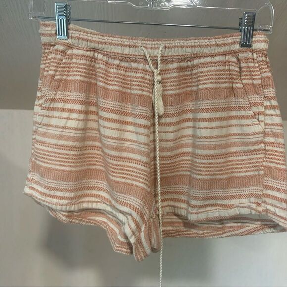 Abercrombie & Fitch Striped Cream Cotton Tassels Drawstring Shorts - Picture 9 of 9